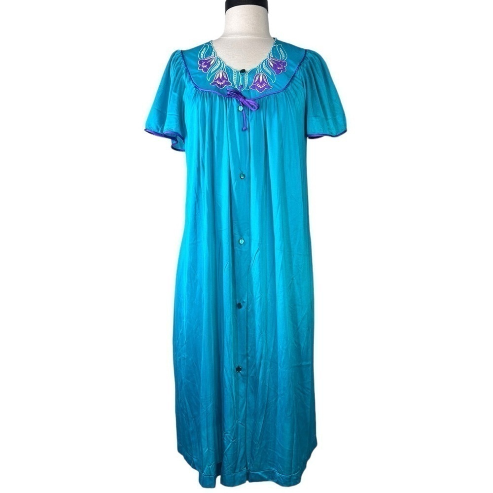 Vintage Gilead teal and purple night gown dress size small